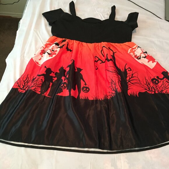 Rosegal Halloween Cold Shoulder Trick or Treaters Moon Bats Dress Size 1X NWT  M - Picture 10 of 13